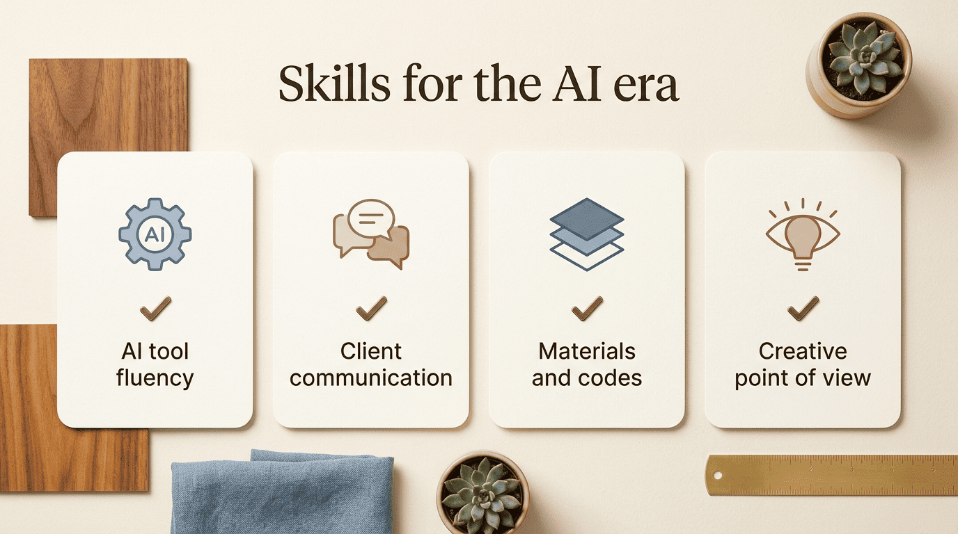 Checklist of four skills for interior designers in the AI era